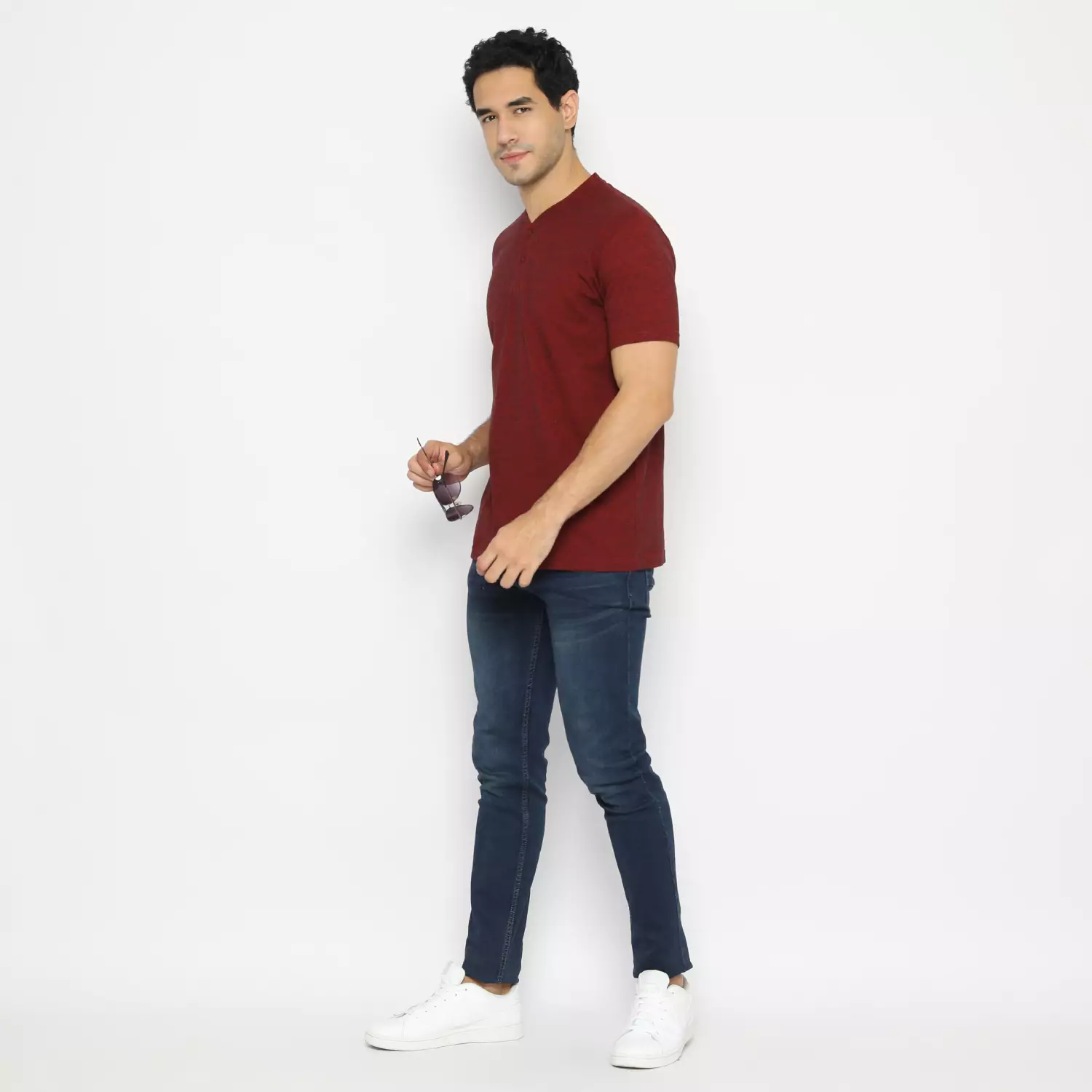 Kale Austin Maroon / Kaos Kancing Pria Lengan Pendek