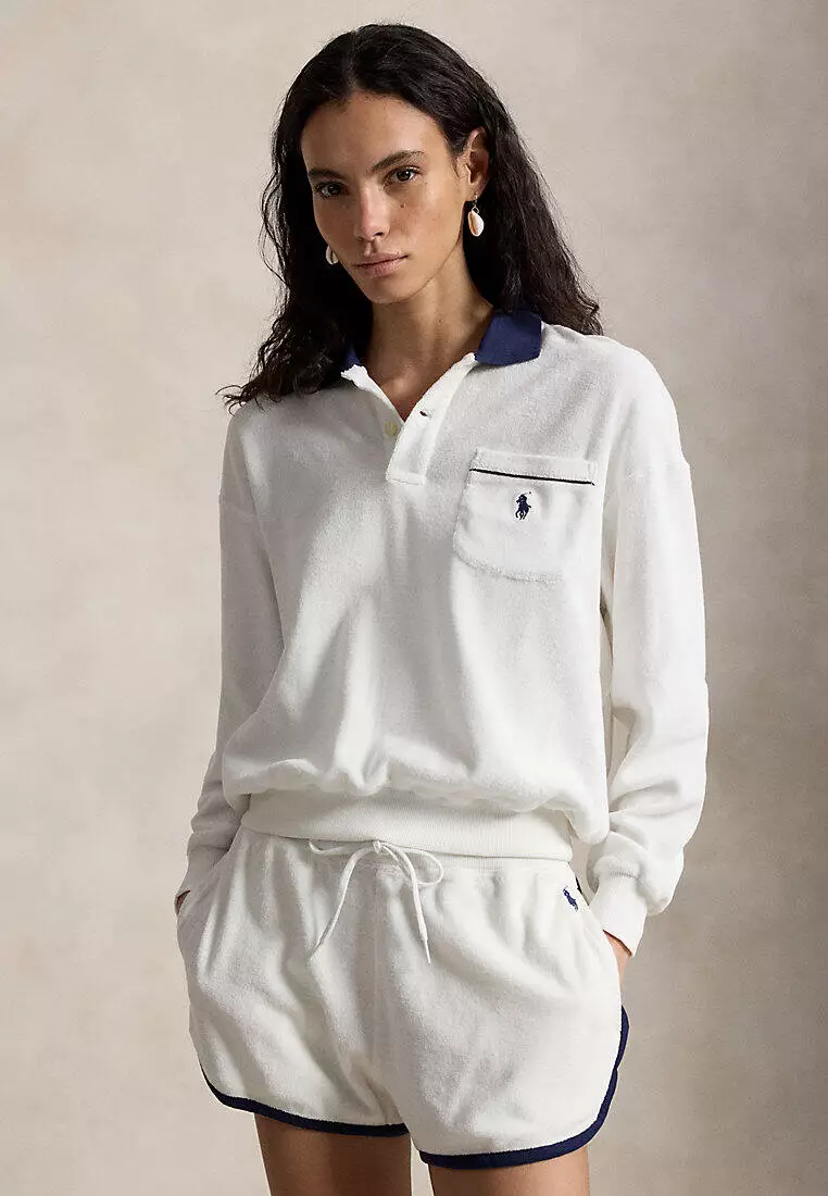 Terry Long-Sleeve Polo Shirt