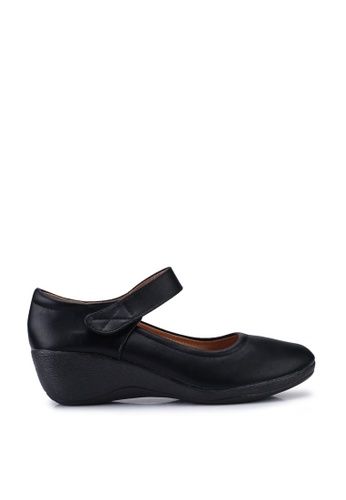 Louis Cuppers 黑色 Faux Leather Mary Wedges 56BDDSHED485C6GS_1