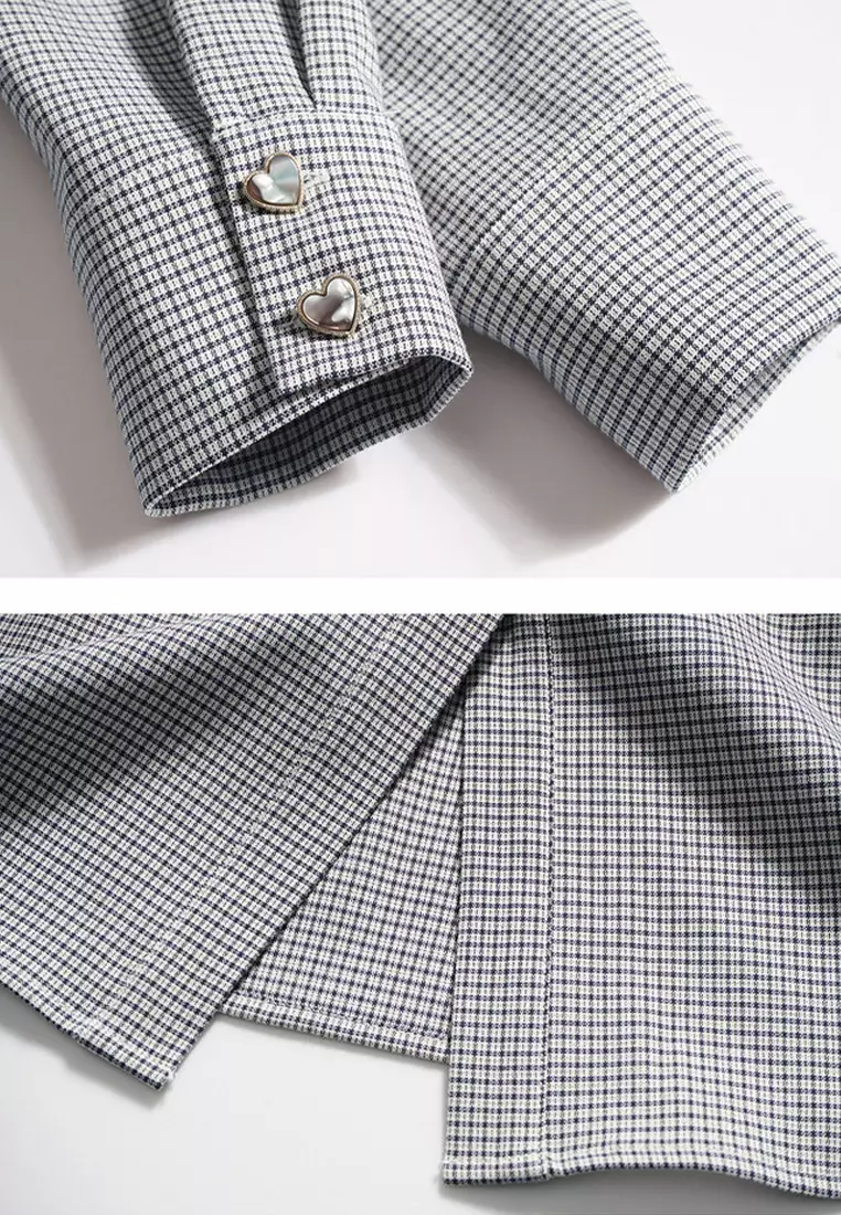 OL Retro Checkered Shirt Dress (including Silk Scarf)