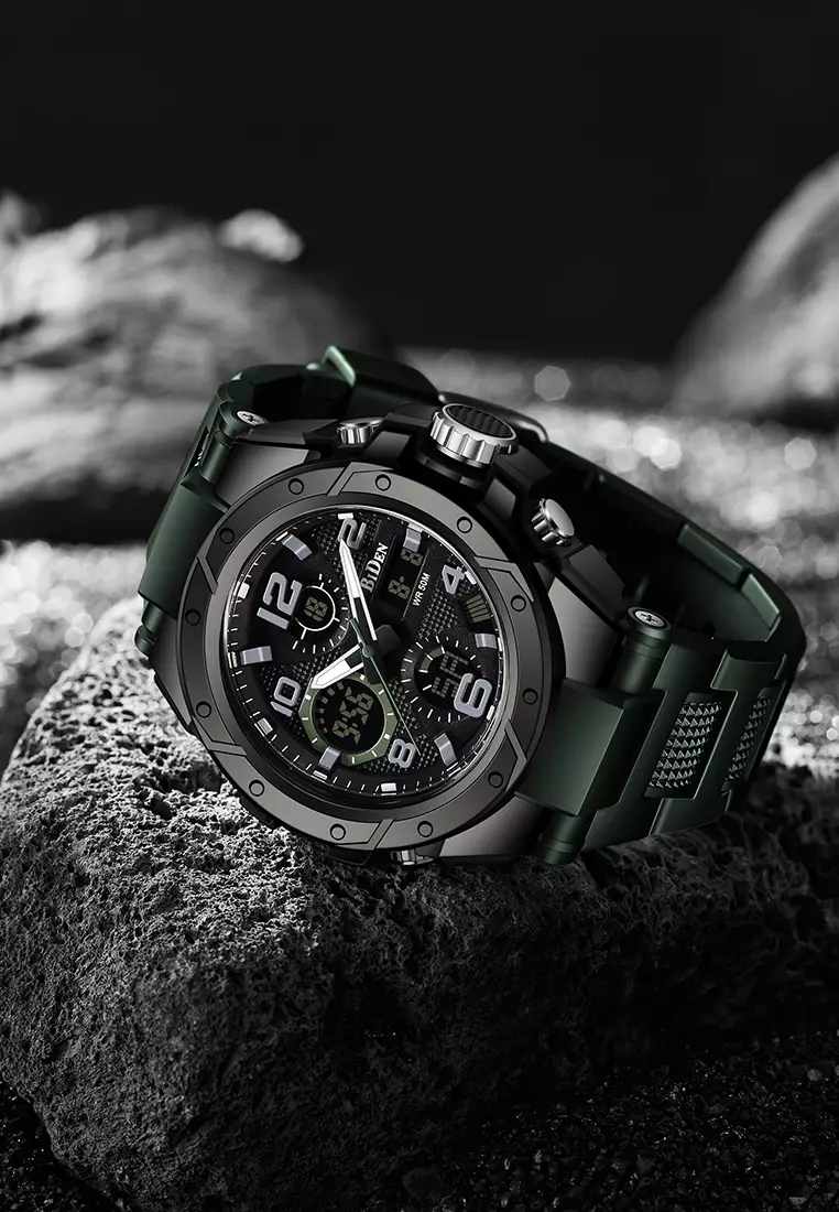 Jam Tangan Pria Anti Air Digital Analog Olahraga Bercahaya Multifungsi Tali Silikon Jam Tangan Cowok Original hijau