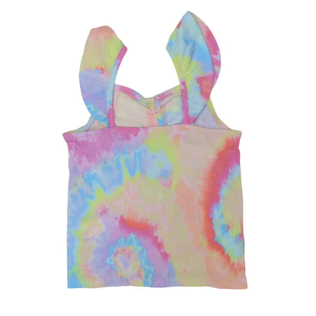 Girls Cinch Front Jacquard Flutter Top - Atasan Anak Perempuan (Multi)