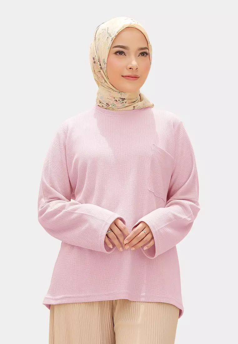 Zelena - Althea Long Sleeves Waffle | Kaos Lengan Panjang - Rose Milk