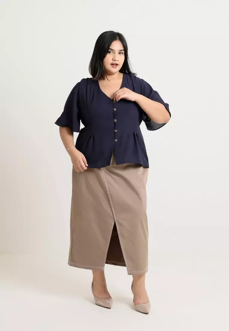 Plus Size Eliza Blouse Navy