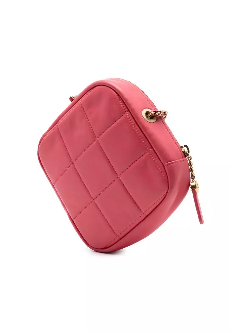 Pre-Loved Chanel Cc Quilted Lambskin Diamond Clutch With Chain