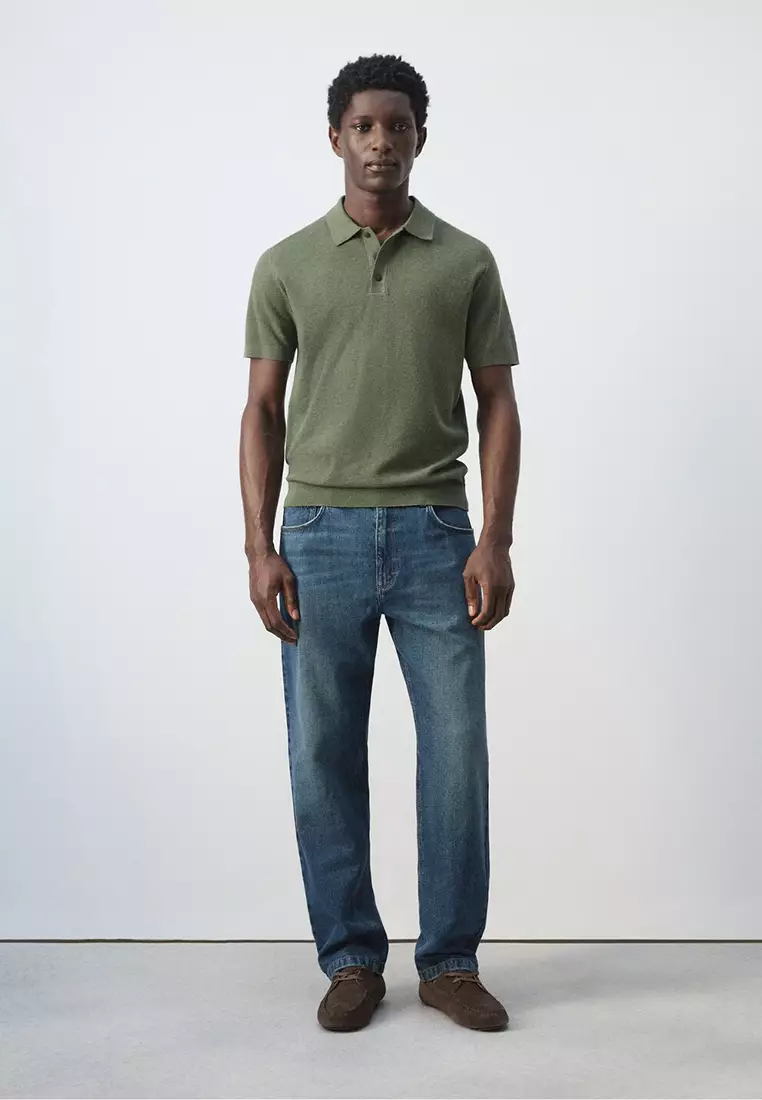 Fine Knit Polo Shirt With Microstructure