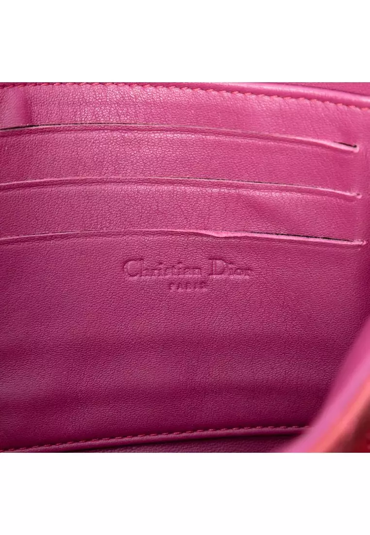 Pre-Loved Dior Patent Cannage Lady Dior Wallet On Chain