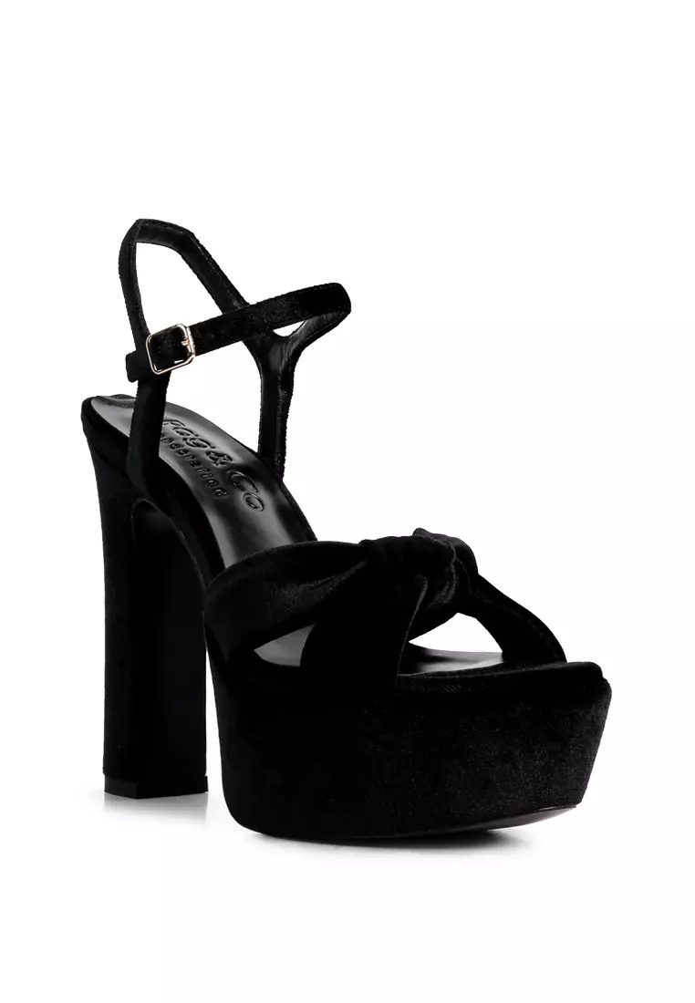 Black velvet peep cheap toe heels