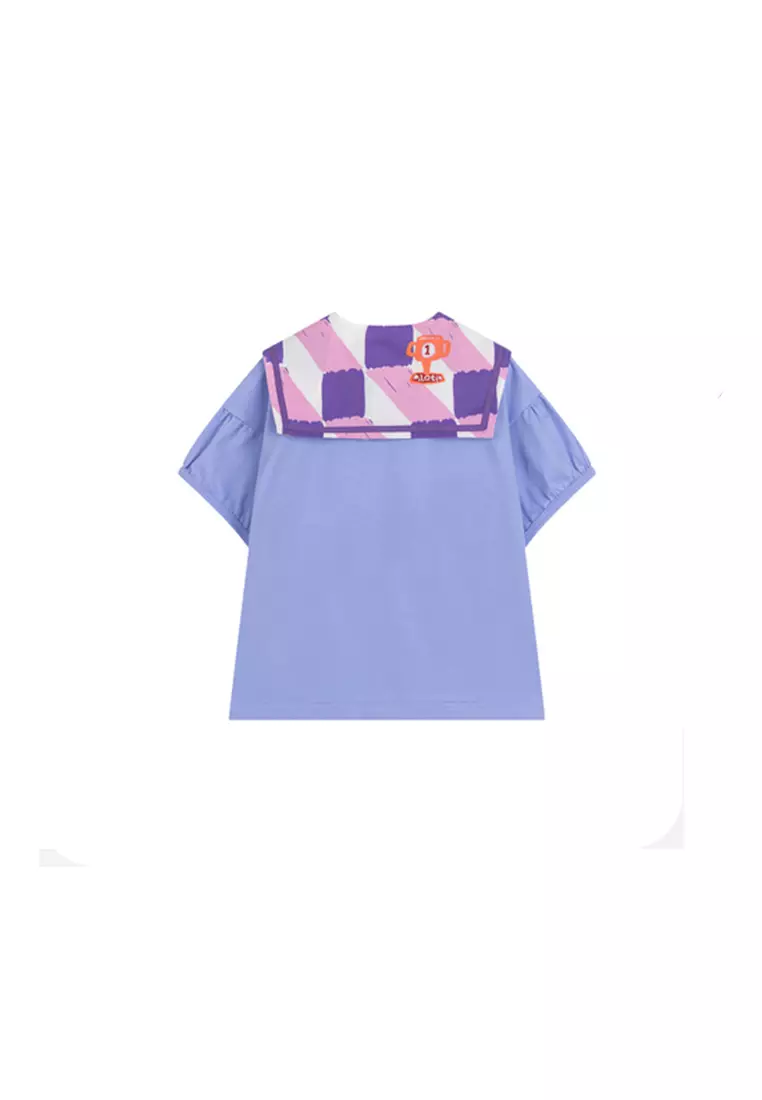 Navy Collar Plaid Vintage T-Shirt