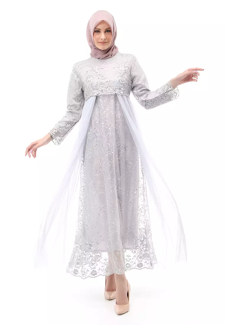 Marlina Gamis Kebaya Muslimah Panjang Motif Polos Long Sleeve Regular Fit