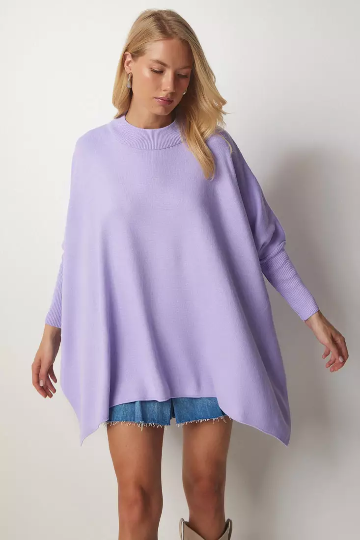 Purple on sale poncho sweater
