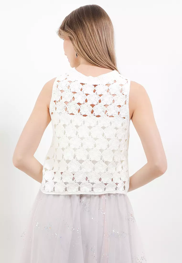 Crochet Tank Top W/ Floral Pattern