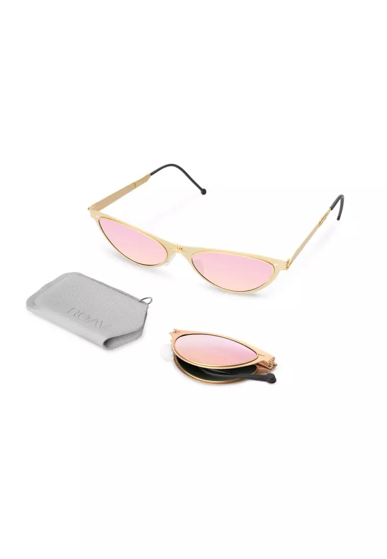 ROAV超輕極薄摺疊式太陽眼鏡 Athena 5003 Brush Gold / Pink Mirror 14.66