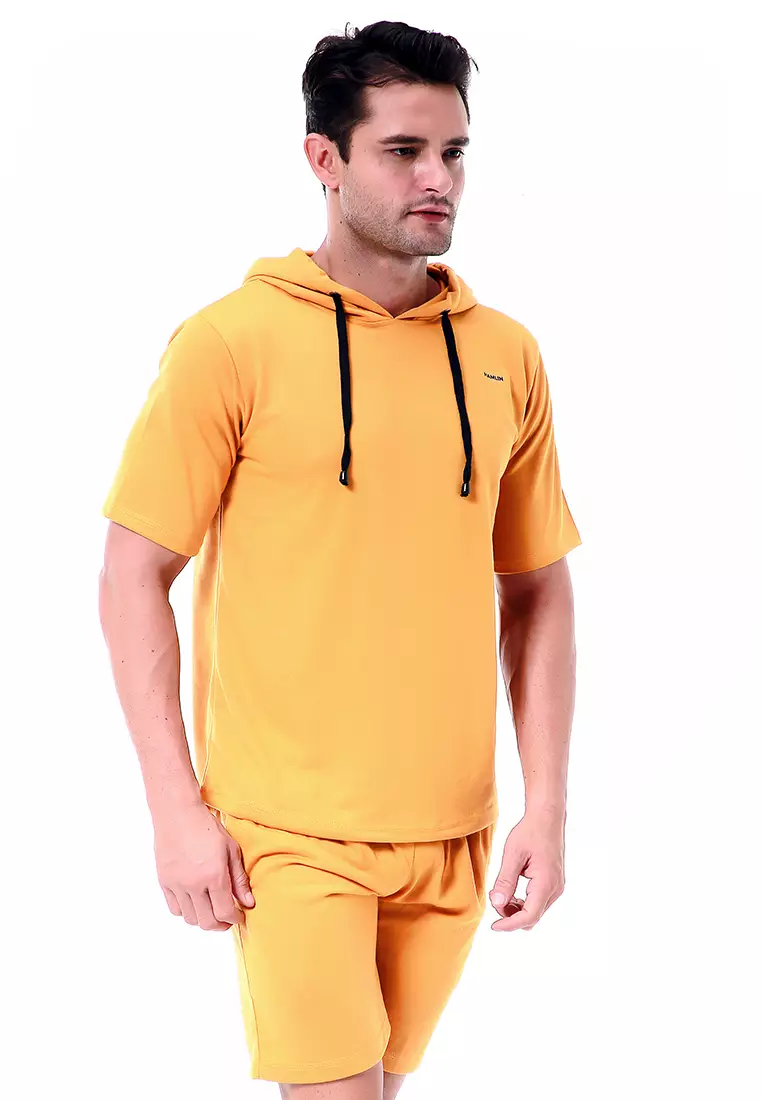 Vincent Setelan Hoodie Pria Sweatshirt Set Casual Motif Polos Material Baby Terry ORIGINAL - Mustard