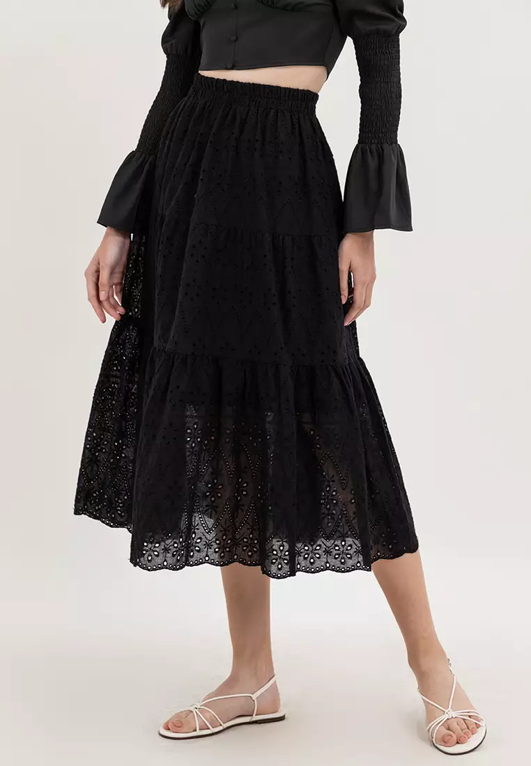 Ella Eyelet Long Skirt