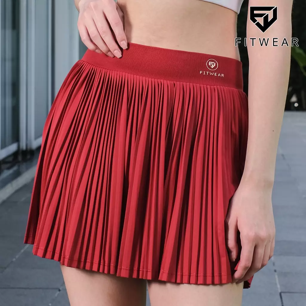 Fitwear Rok + Inner Padel Wanita Olahraga PRISCILLIA NARROW PLEATS - SAFFRON RED