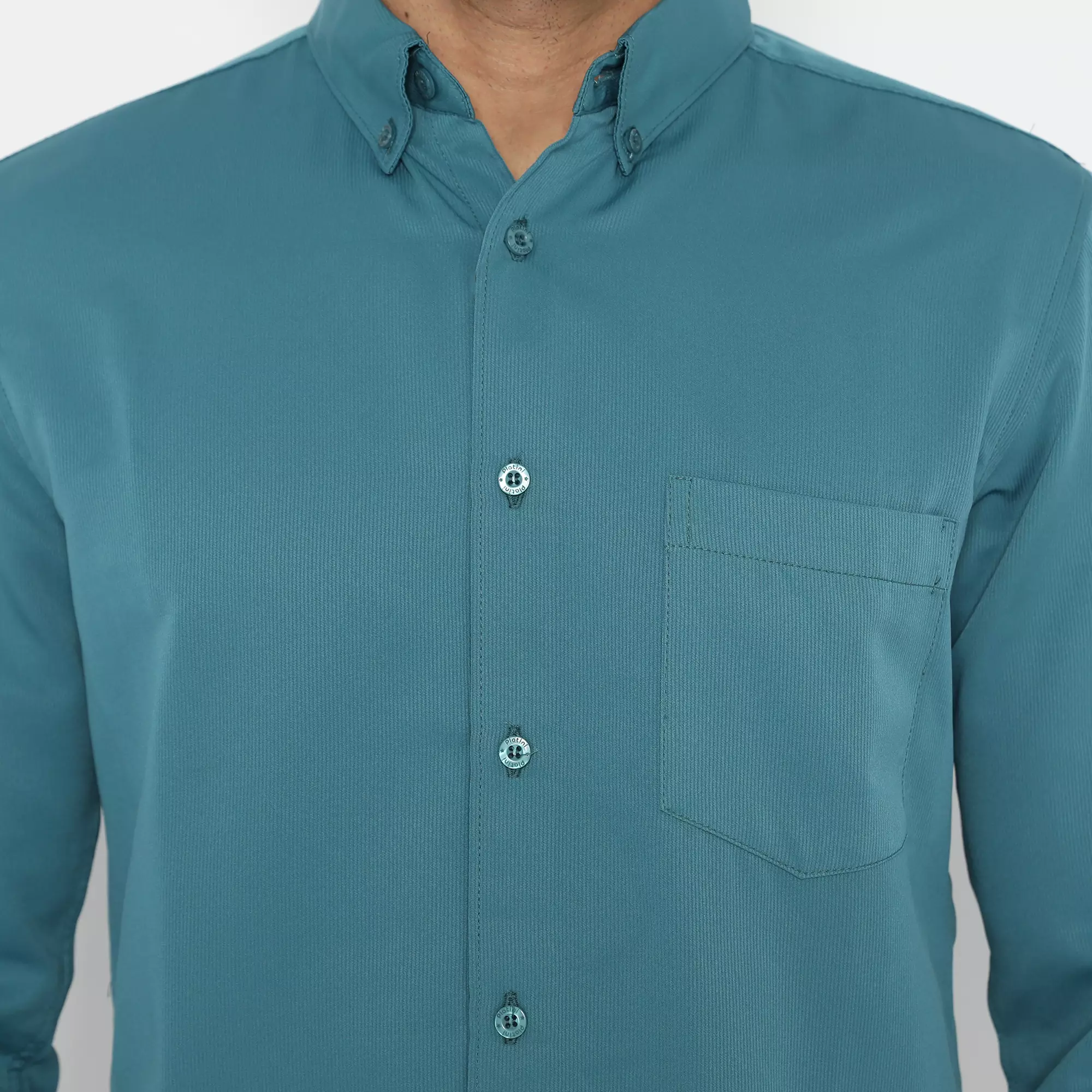 Platini Baju Kemeja Polos Basic Pria Panjang Polinosic Hijau Toska 66117