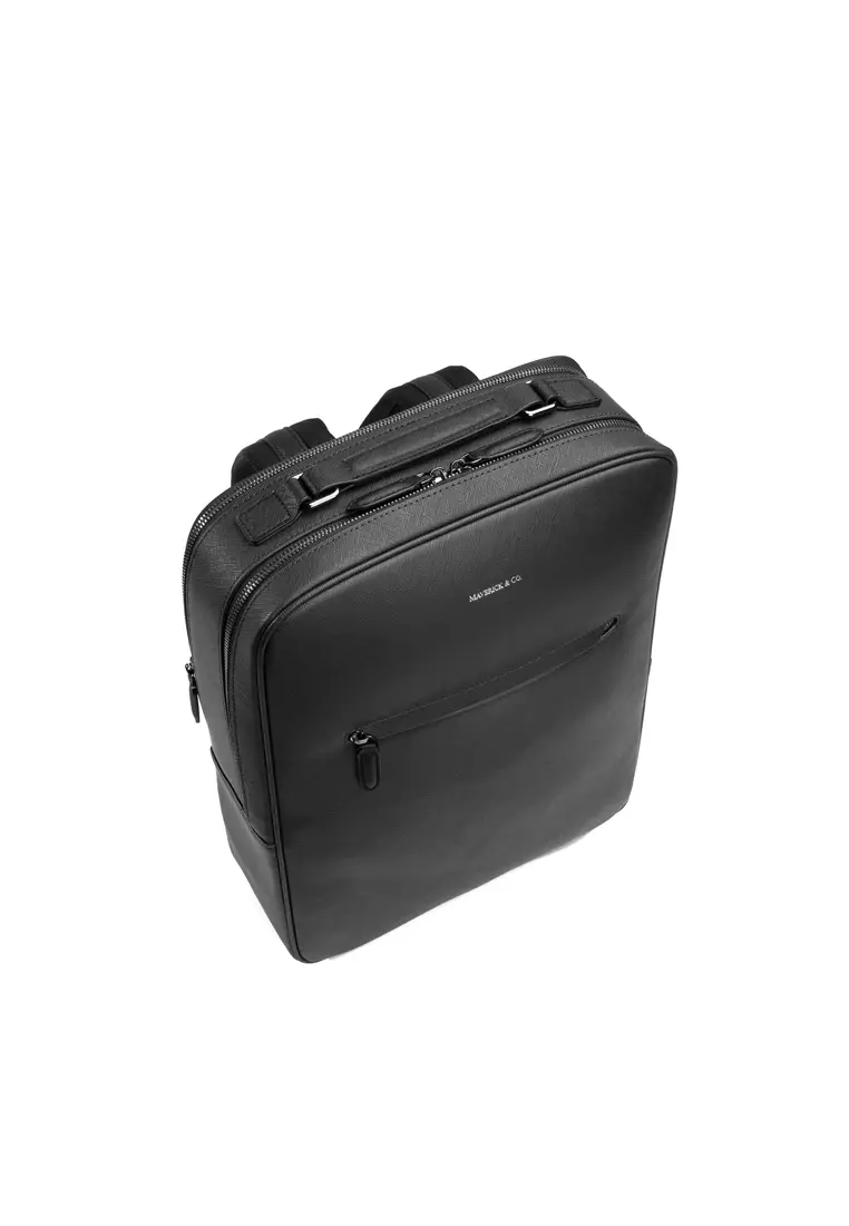 Earthen Recycled Leather Backpack - Black