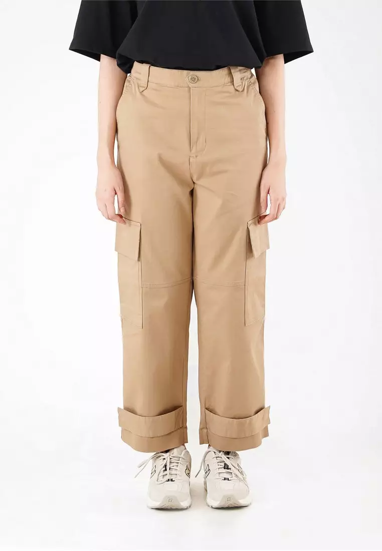 Greenlight Women's Cargo Loose Pants Cotton Stretch C020923