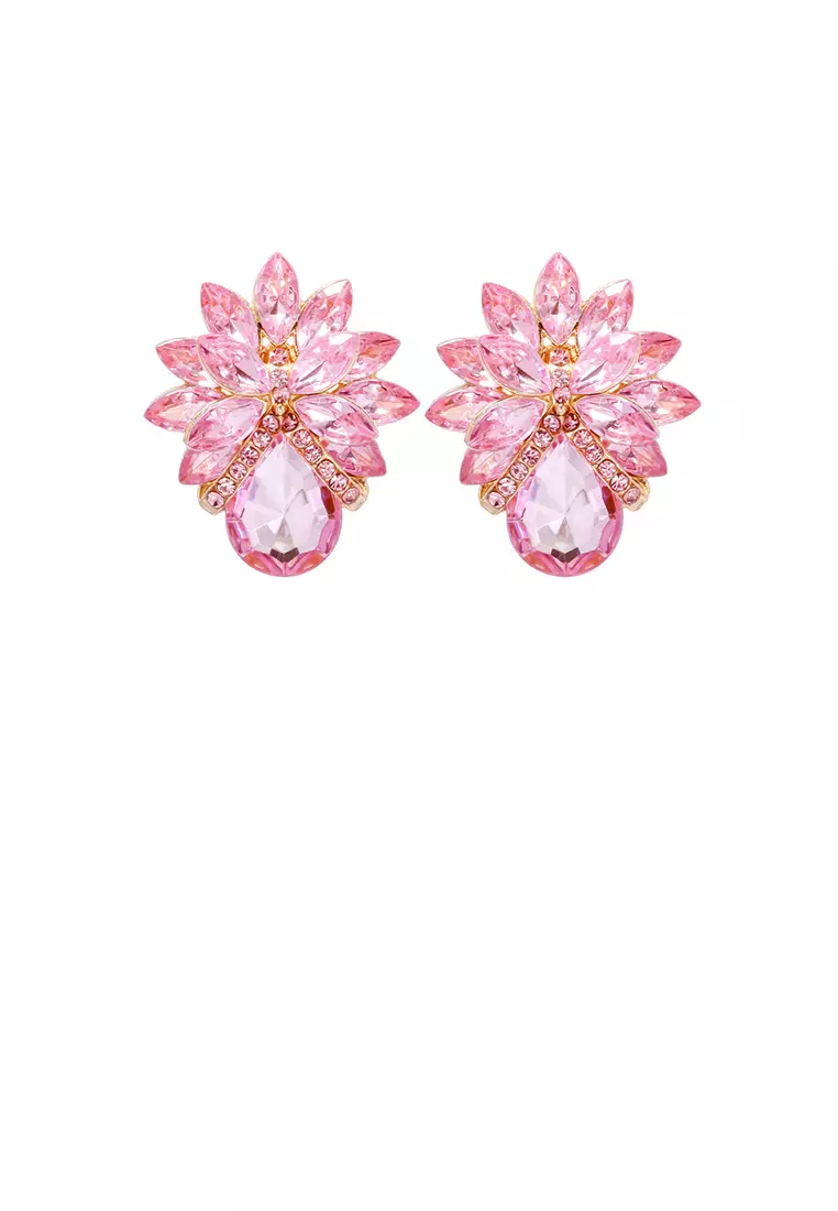 Buy Glamorousky Fashion Brilliant Plated Gold Floral Stud Earrings