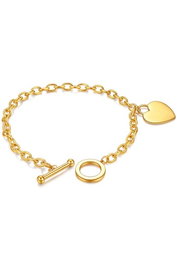 Her Jewellery gold Chelsea Heart Chain Bracelet (Yellow Gold) - Made with Premium Japan Imported Titanium with 18K Gold plated 6B6B0ACB19D7FEGS_1