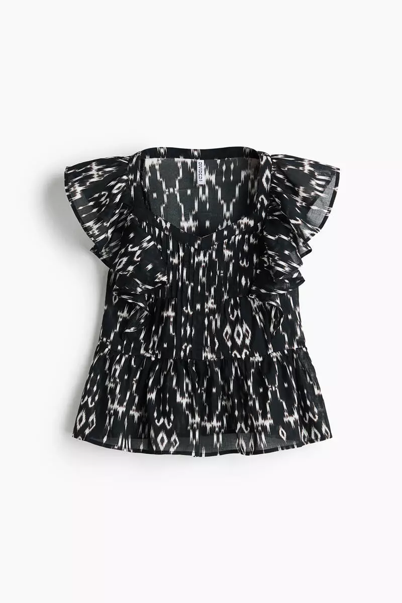 Frill-trimmed cotton top