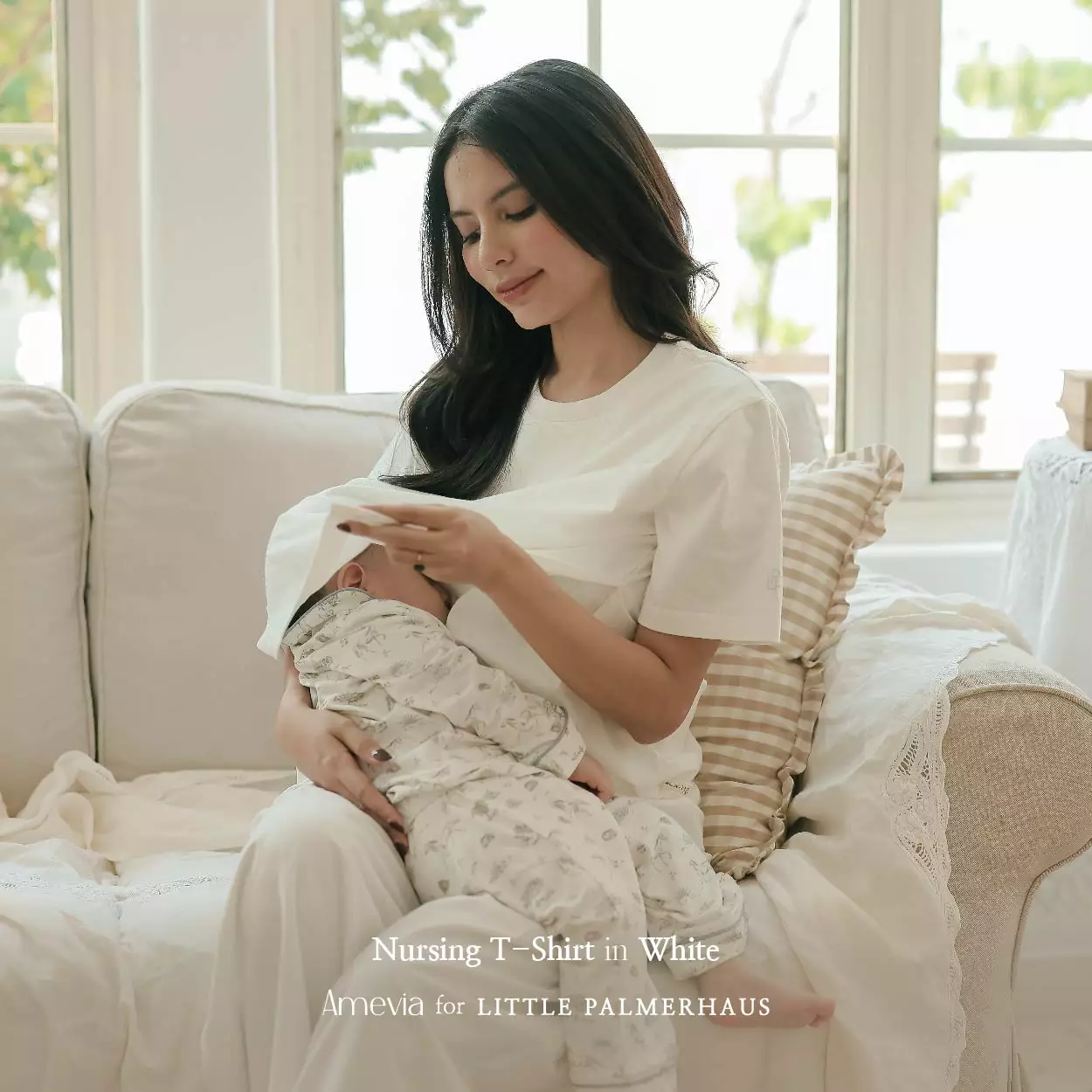 Little Palmerhaus - LPH x AMEVIA Nursing T-Shirt (Kaos Ibu Menyusui) White