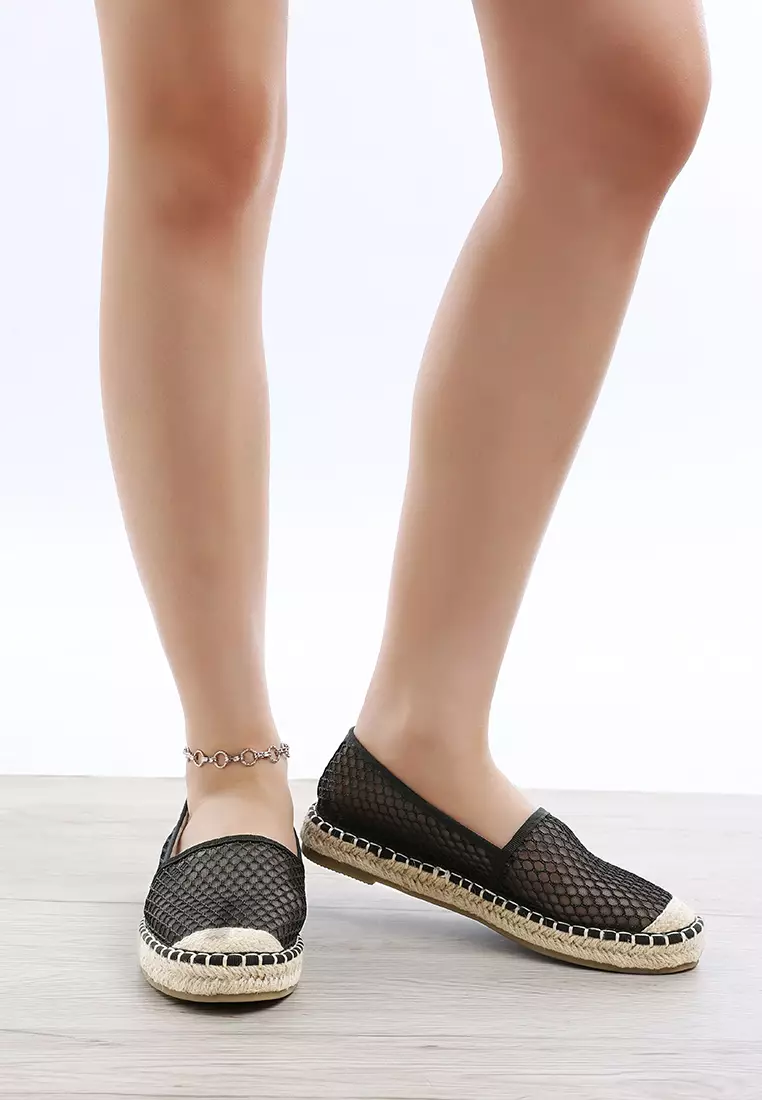 Mesh Espadrille Loafers In Black