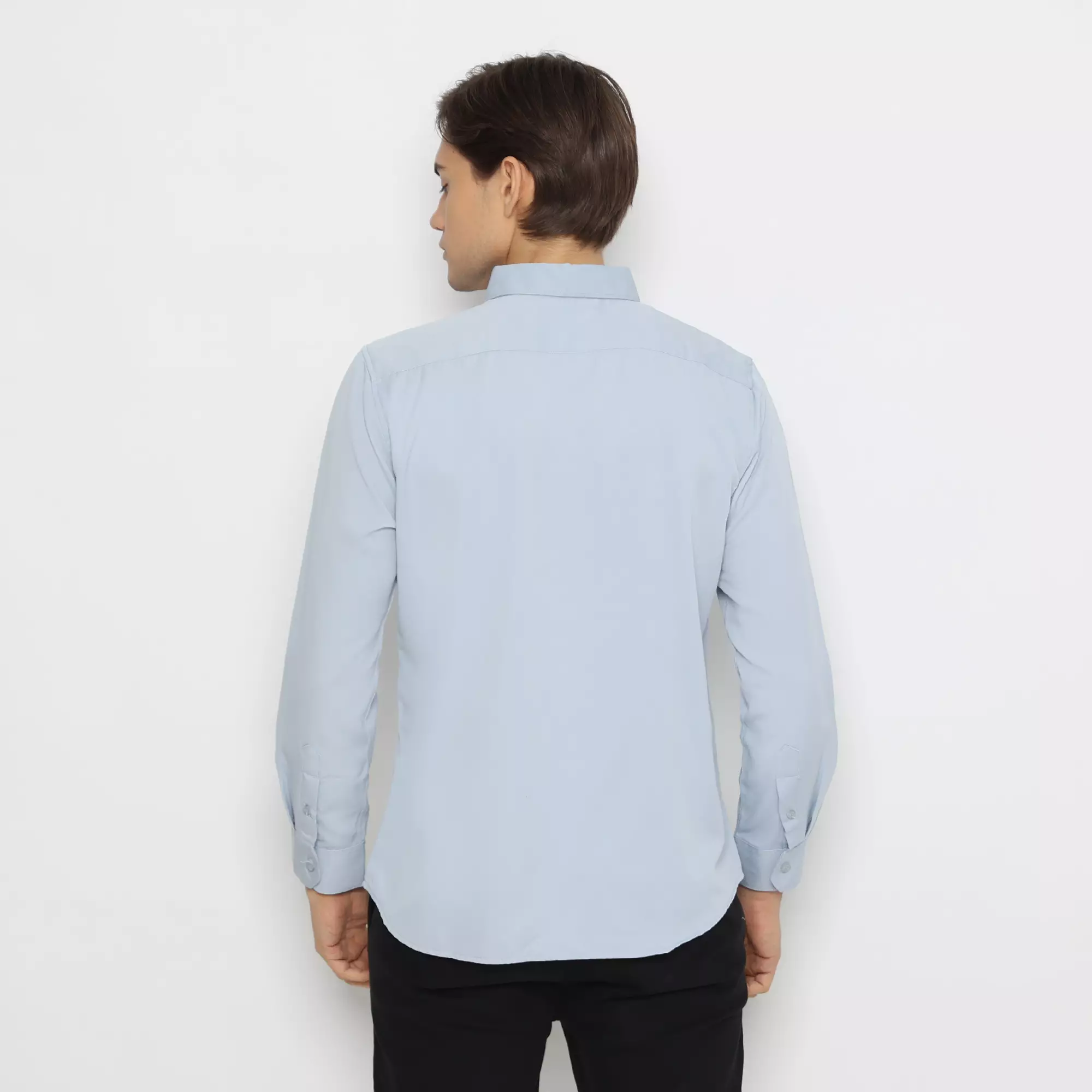 Platini Baju Kemeja Pria Lengan Panjang Polos Polinosic Abu Muda 66119