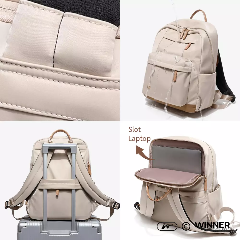 Tas Ransel Laptop 15,6 inch Oxford Anti-Air Backpack Korean Style (T14-011) - Warna Khaki 15,6 inch