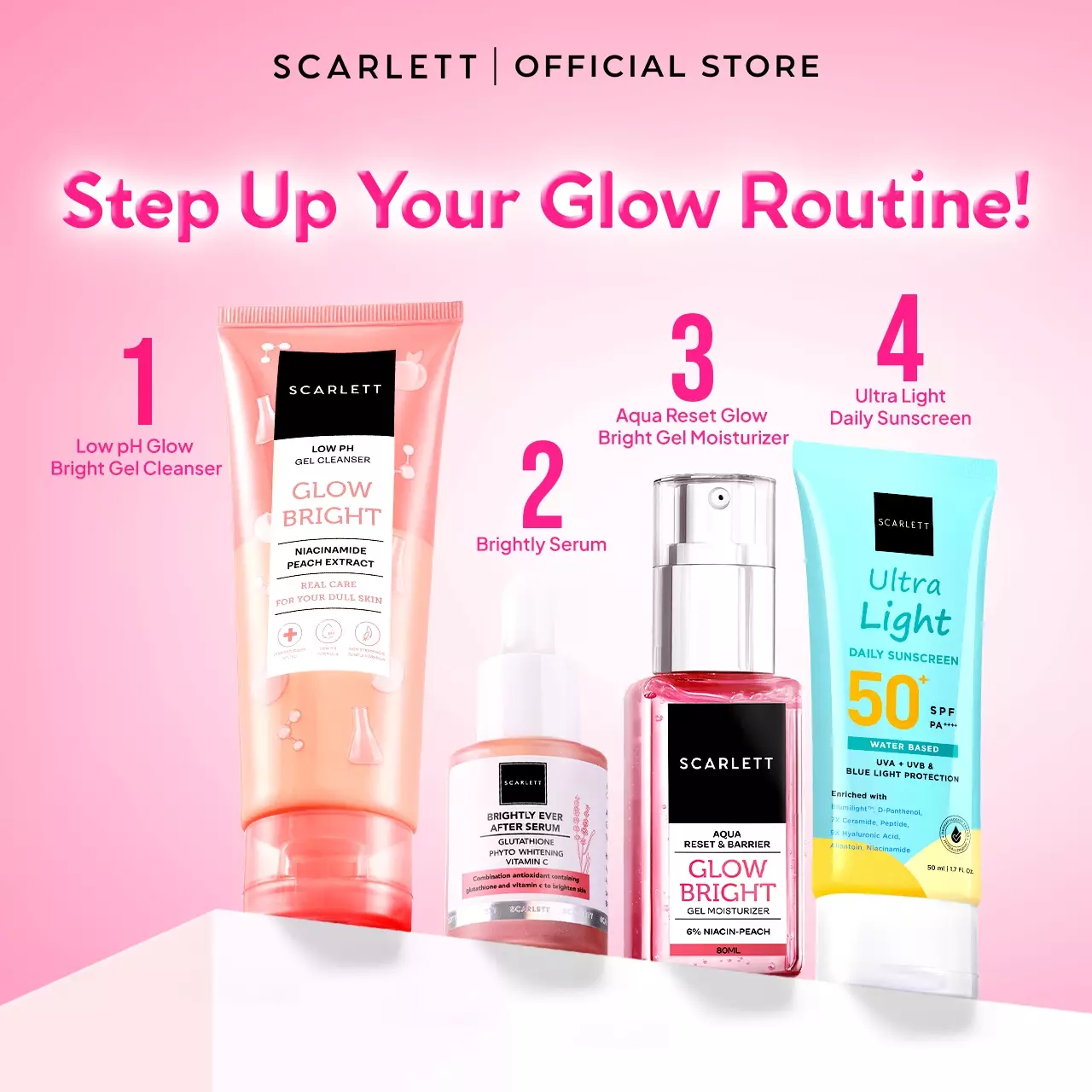 SCARLETT Low pH Glow Bright Gel Cleanser-Facial Wash Gentle Formula, Kulit Tidak Ketarik, Low pH Sensitive Skin Friendly, Repair Skin Barrier, Instant Tone Up, Mencerahkan, Pencerah Wajah, Niacinamide & Peach Extract. Scarlett Official Store