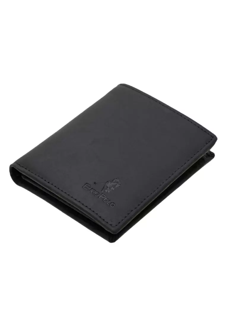 Euro Polo Men's Crazy Horse Leather Vertical Tri-Fold Wallet EWB 40359