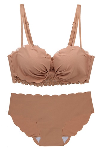 ZITIQUE pink Embroidered Sexy Lace Non-steel Ring Bra Set-Pink 40C48USCA488F1GS_1