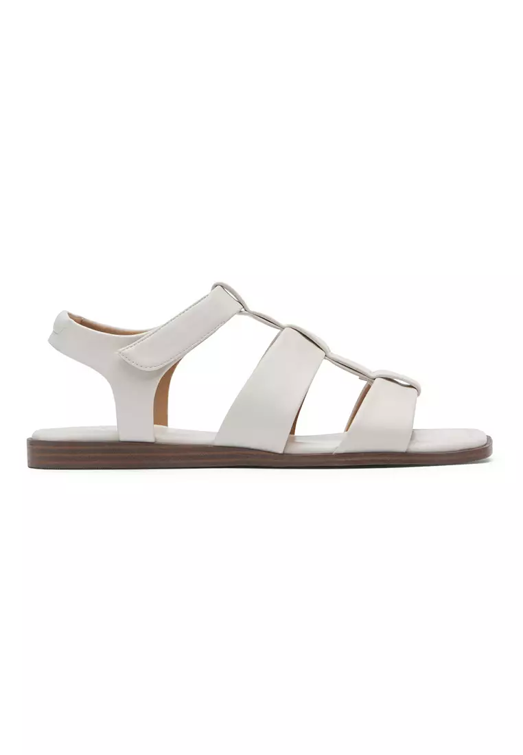 White leather top gladiator sandals