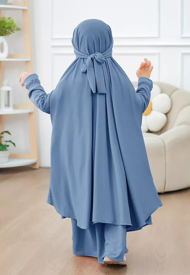 Alyafa Khimar One set Syari | Set Dress Gamis Syari Cadar - Anak - L
