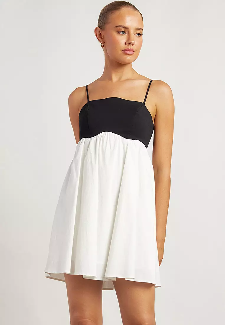 Noir Edge - Layered Contrast Mini Dress