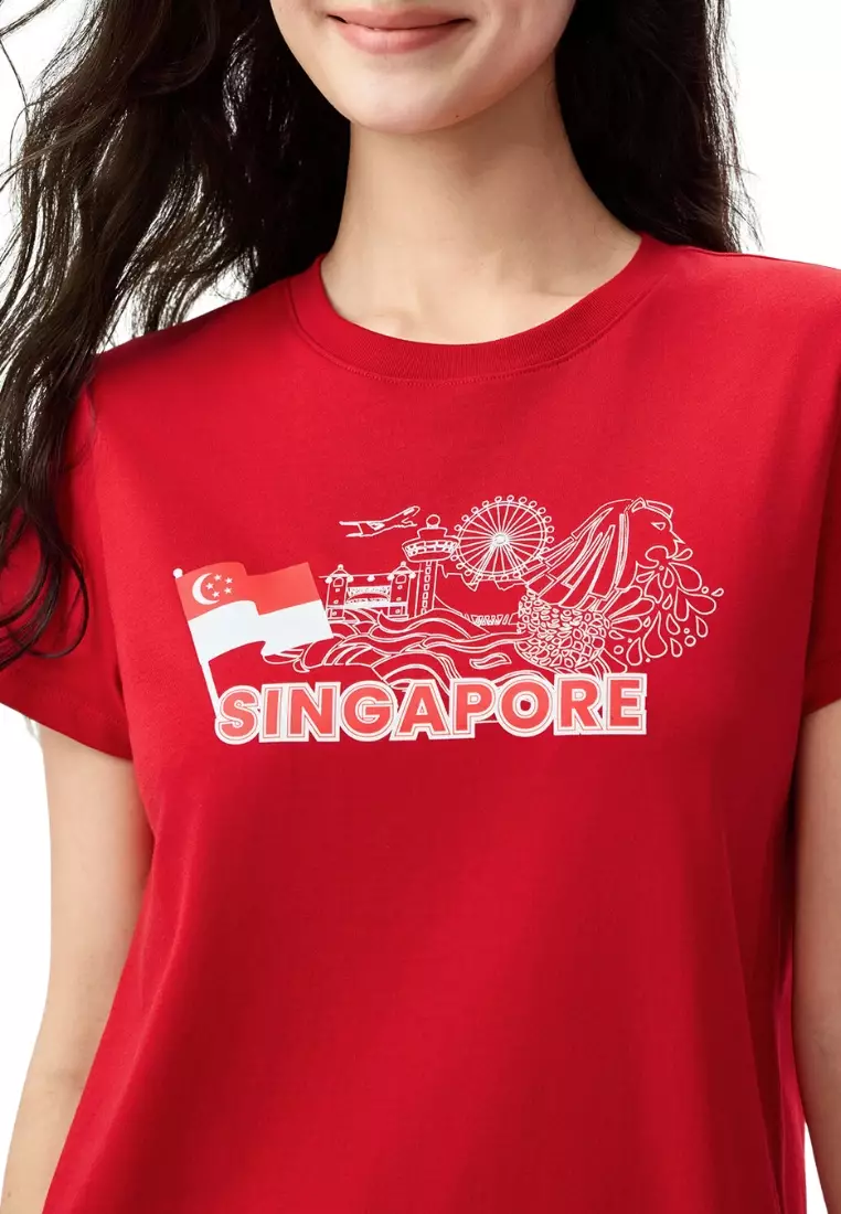 Giordano Women NDP 2026 Collection Regular Fit Crew Neck Graphic T-Shirt (Singapore National Day Parade Collection)