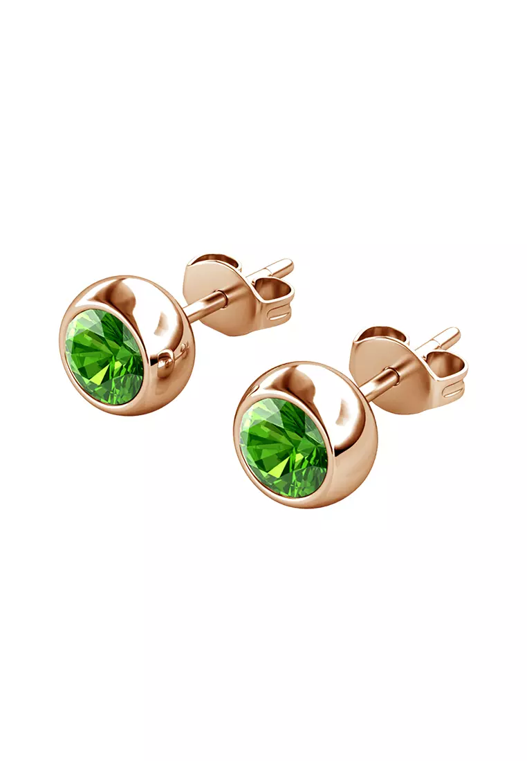 Birth Stone Moon Earring August Peridot RG - Anting Crystal Swarovski by Her Jewellery