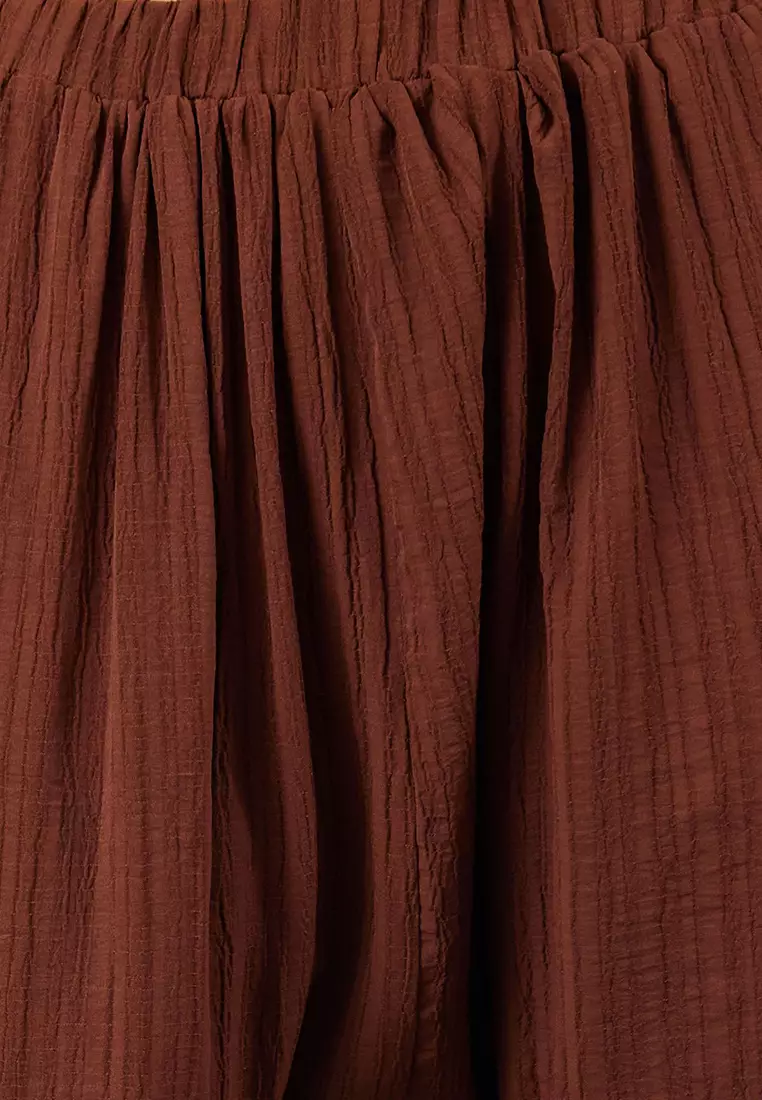 Brown Woven Shalwar Beach Pants Tbess24Pl00011