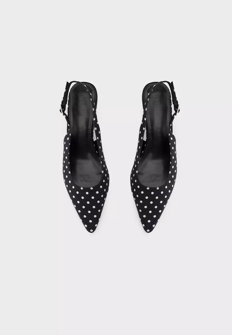 POLKA DOT SLINGBACK HEEL PUMP波点纹露低跟后空鞋