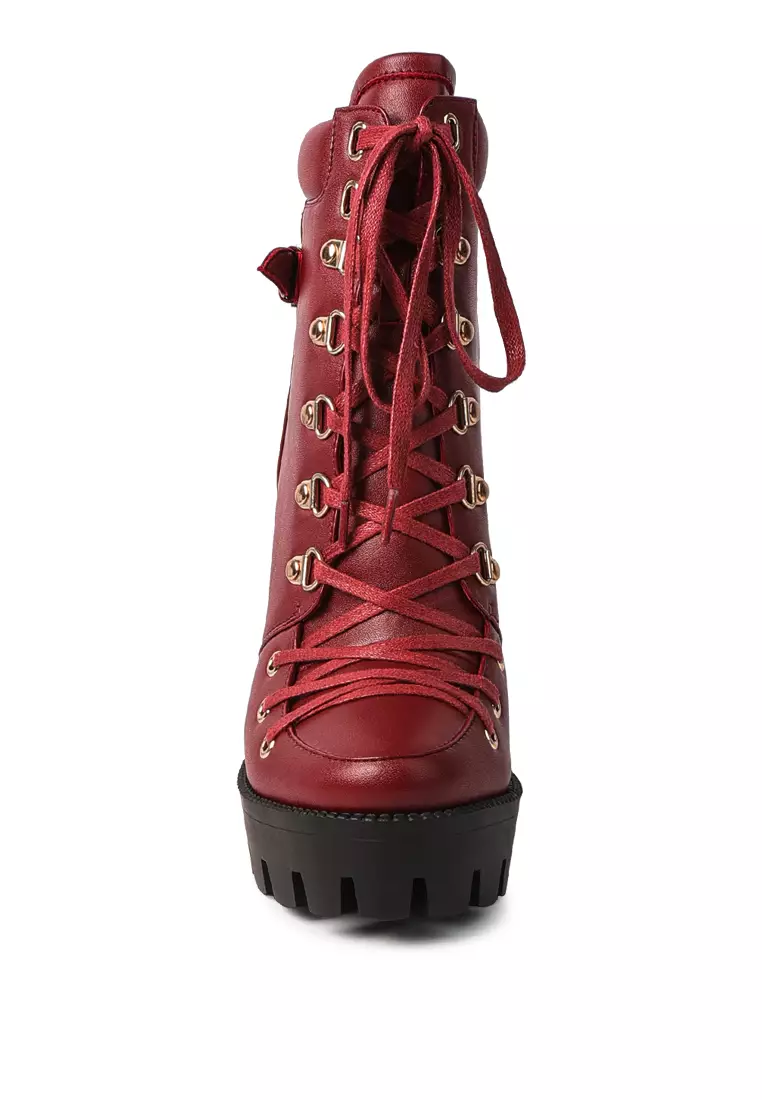 Buy London Rag Burgundy Lace up Combat Boots 2024 Online ZALORA