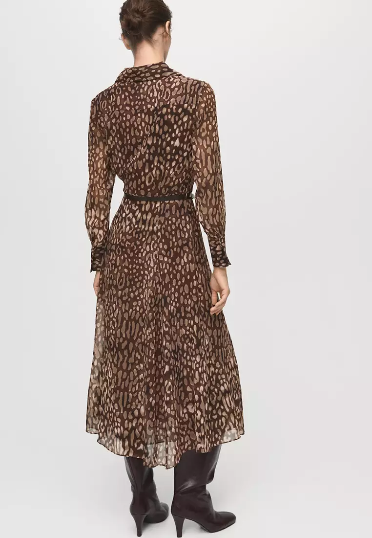 Leopard-Print Shirt Dress With Belt