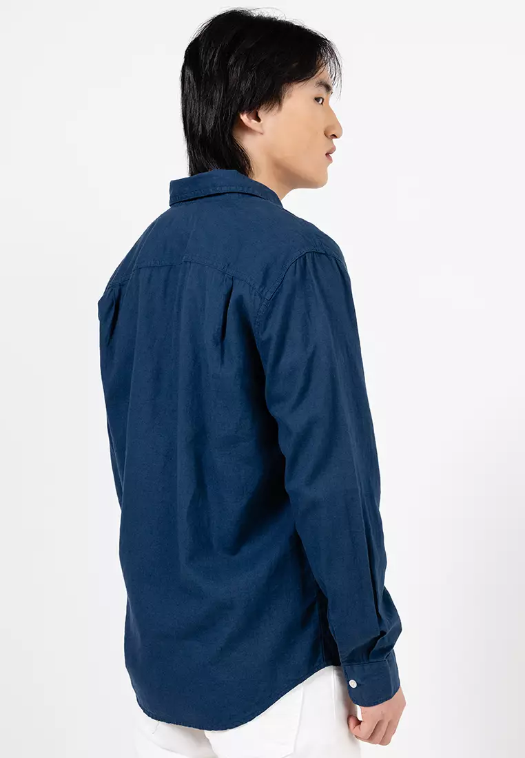 Cotton Linen Garment Dyed Shirt