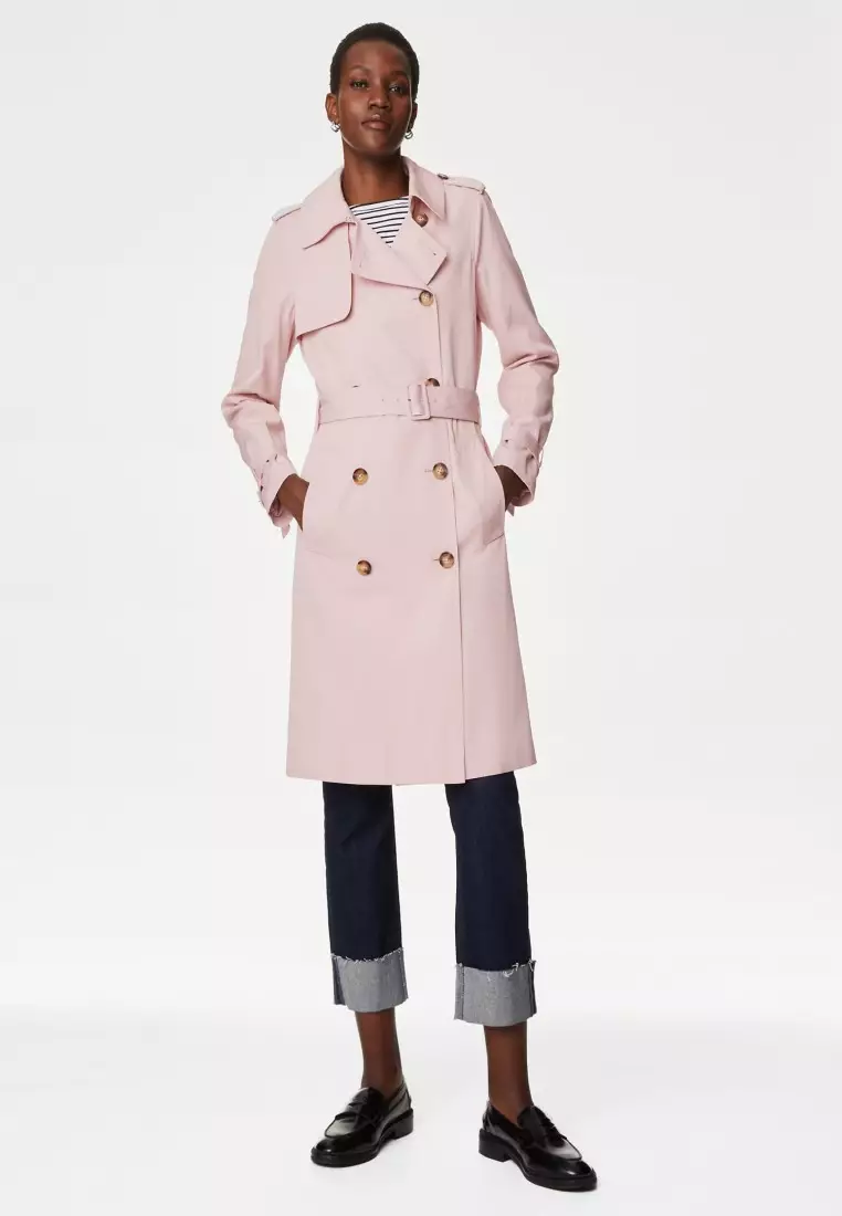 Marks and spencer black trench coat cheap