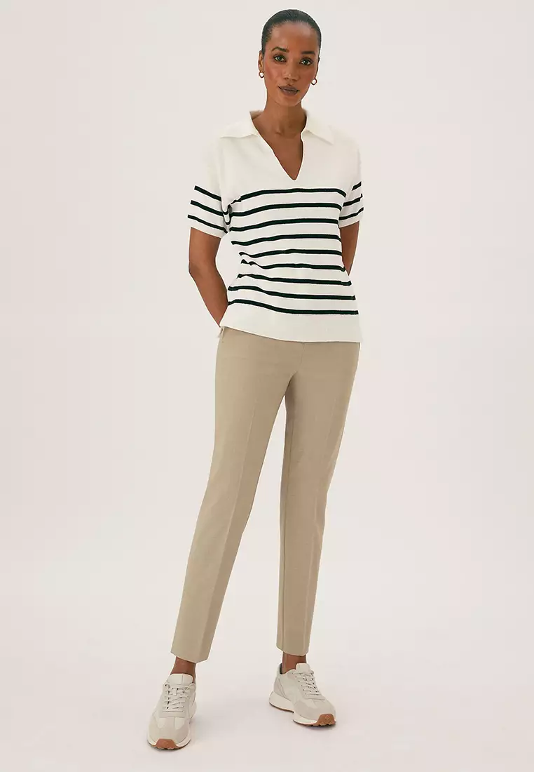 Slim Fit Ankle Grazer Trousers With Stretch