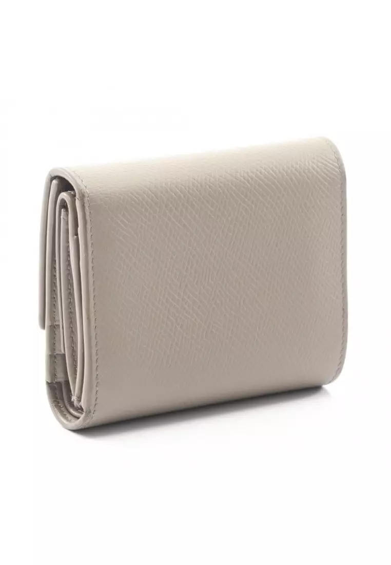 Pre-Loved Celine Small trifold wallet trifold wallet leather Gray beige