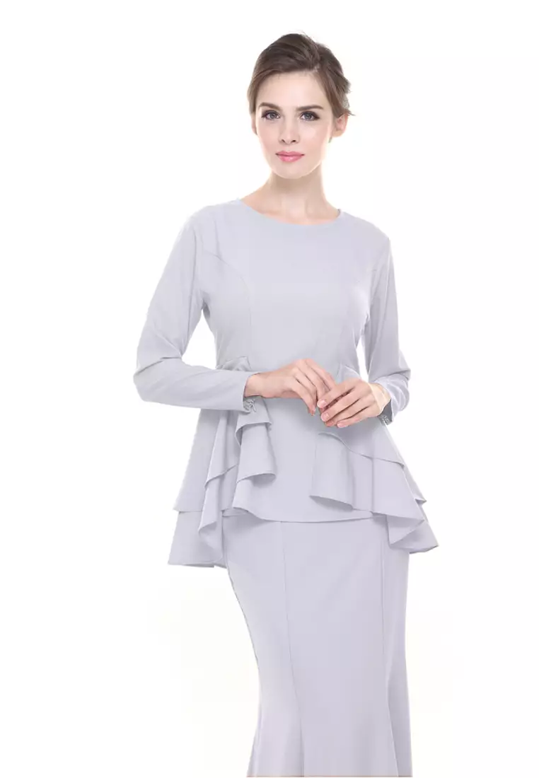Lora Peplum in Silver Grey