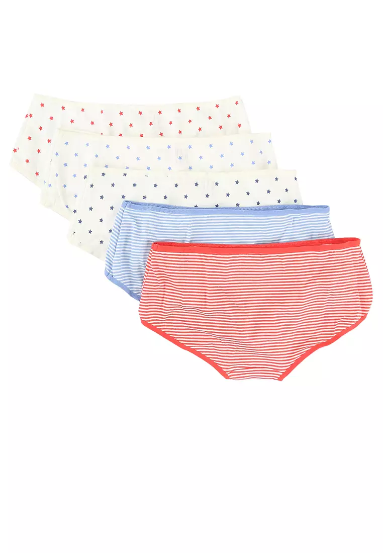 Kids Organic Cotton Stars & Stripes Bikini Briefs (5-Pack)