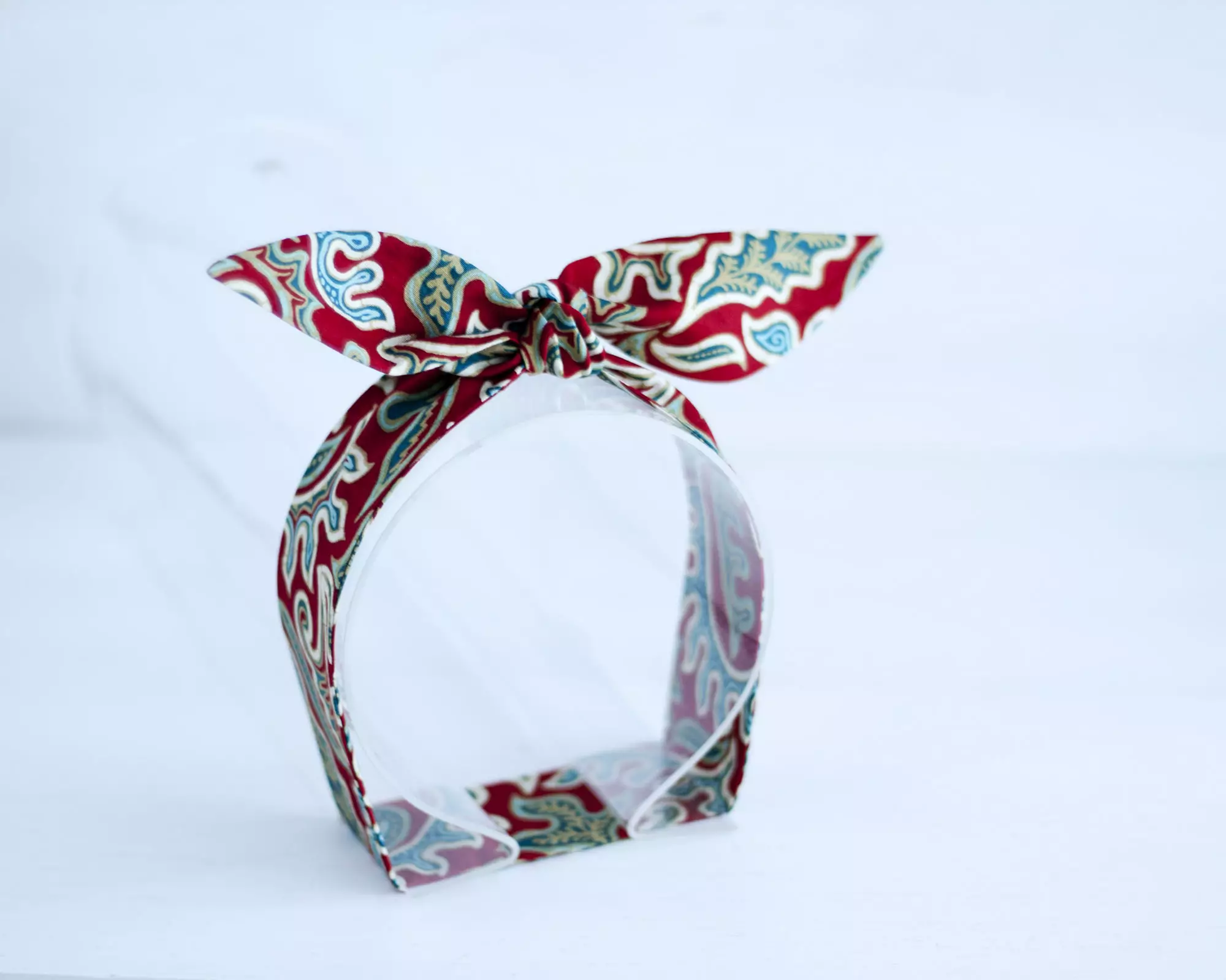 Bandana Knotted Bow Headband - Red