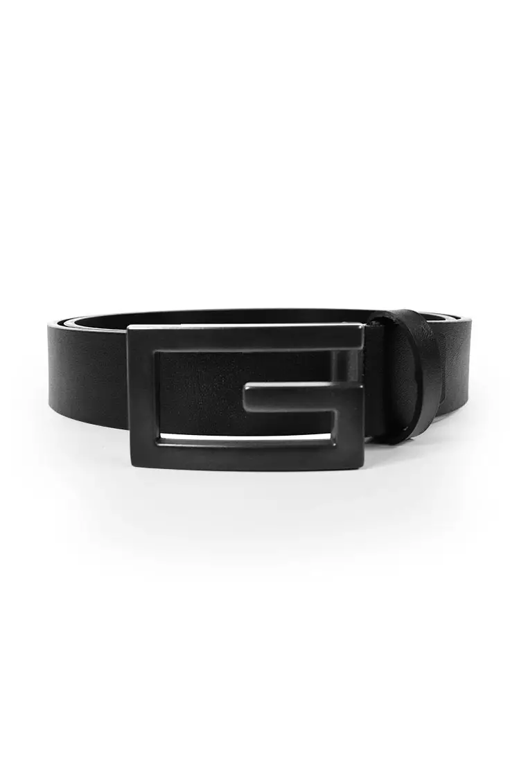 Signature Monogram HIRATSUKA Debossed Black Gold Belt for Men